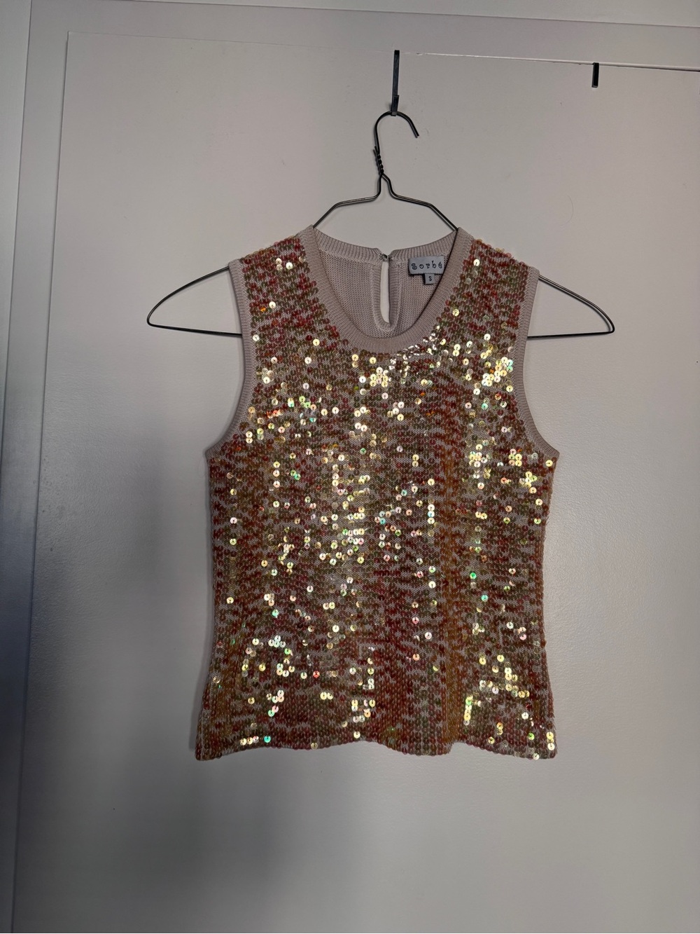 Vintage 90’s Sequin Knit Tank Top in Sunset Gold